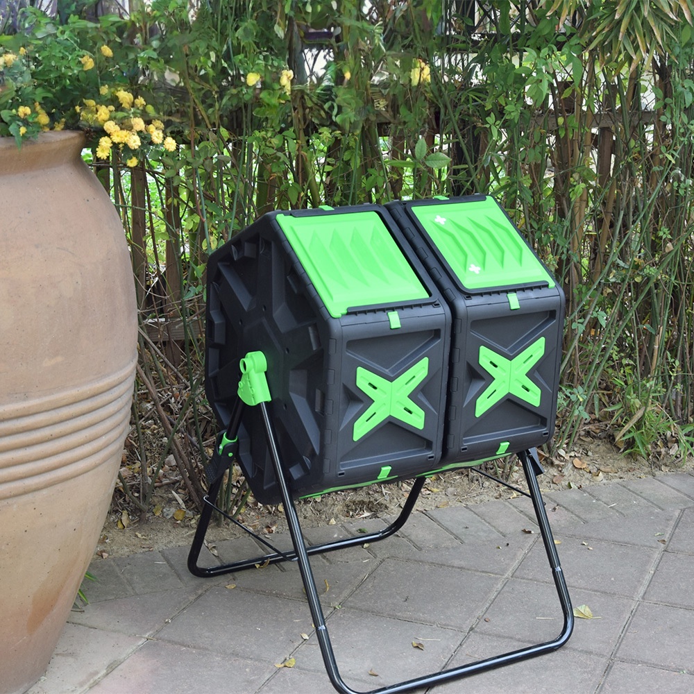 Compostador Giratorio de Doble - Compost Bin reseña y precio